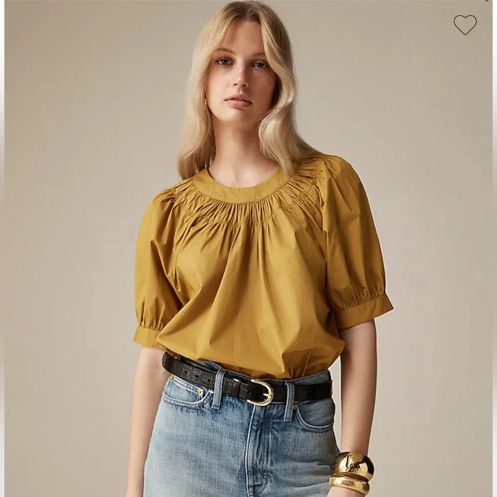 NWT-J.Crew Smock-neck puff-sleeve top in cotton poplin - Picture 4 of 4